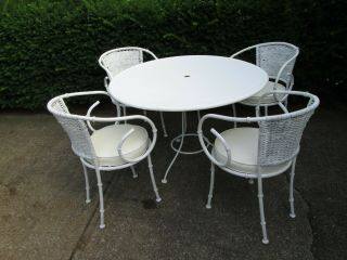 Vtg Mid Century Modern 5pc Metal Enamel Vinyl Porch Patio Furniture Local Pickup