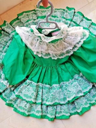 Vintage Girls Pageant Dress Size 3 Green With White Lace Marthas Miniatures