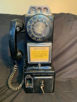 Vintage Automatic Electric Company 3 Slot Coin Payphone Telephone