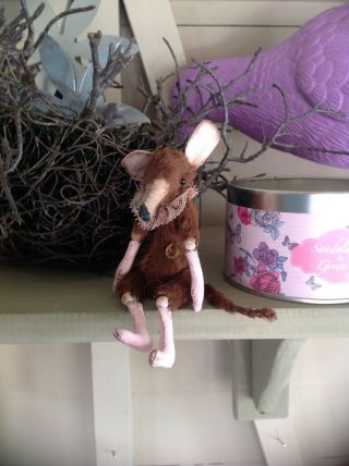 Vintage Teddy Bear,  Rat,  Mouse Artist Ratberry Tiny Rat