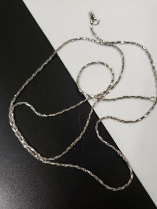 Vintage 14k Italy 585 Solid White Gold Textured 1 Mm Chain Necklace 24 " L 2.  7 G