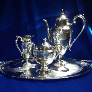 Vintage 1938 Wm.  Rogers Silver Plated Coffee/tea Set In