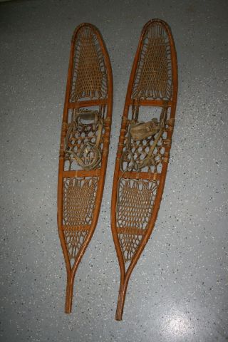 Vintage (1943) Large (10 " X58 ") Wooden Snowshoes Made In Vermont Usa