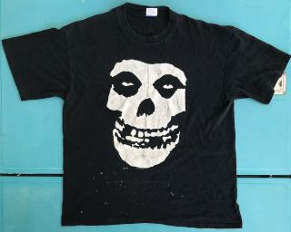 Vintage 1990s The Misfits Band T Tee Shirt Fiend Club Concert Skull 1980s