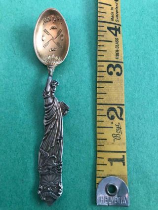 Antique Sterling Silver Souvenir Spoon Statue Of Liberty York City 16 Grams