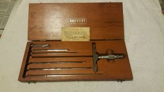 Vintage Starrett 449b - 6r Micrometer Depth Gauge In Wood Case,