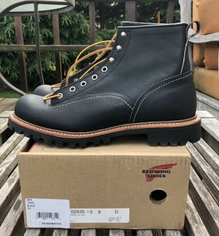 Rare 1st Quality Black Red Wing Heritage Lineman Boots 2935 sz 9 2