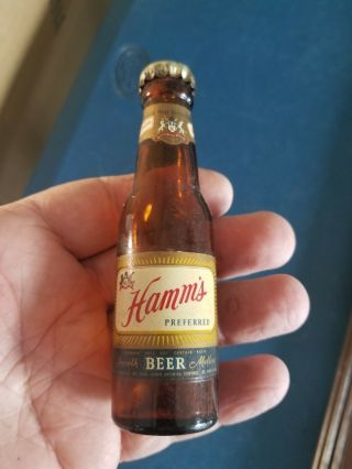 (vtg) 1950s Hamms Beer Mini Glass Bottle Bill 