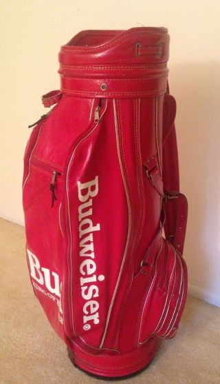 Vtg 9 " Budweiser King Of Beers Red 6 Way Golf Bag