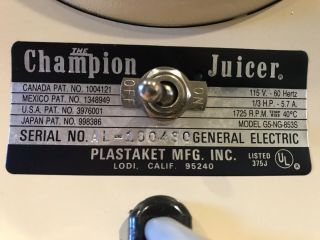 Vintage Champion Heavy Duty Juicer G5 - NG - 853S - Commercial Grade 5