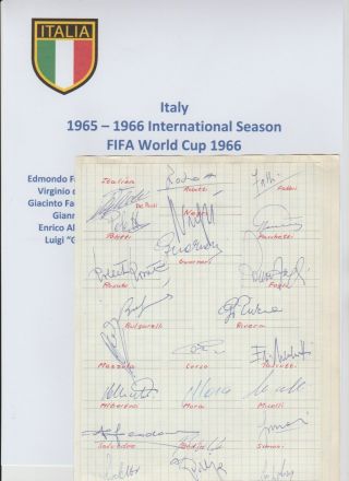 Italy Fifa World Cup 1966 Rare Book Page 23 X Autographs Signatures