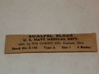 Vintage Wwii U S Navy Scalpel Blade 6 Pack Type A Size 1 Contains 3 Blades