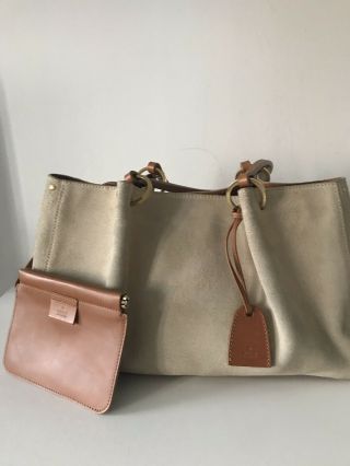 Gucci Vintage Natural Suede/leather Small Tote Bag
