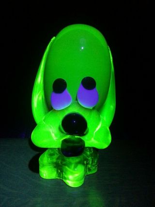 Vintage Murano Uranium Art Glass Dog Head