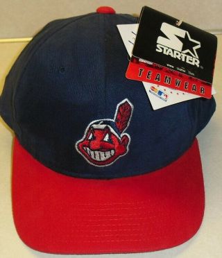 Cleveland Indians Vintage - Starter - Snapback Hat Chief Wahoo Logo - Tags 90s