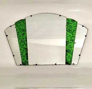 Art Deco Vintage Frameless Green Tinted 5 Panel Fan Mirror Foxed 1930s 51cm m206 2