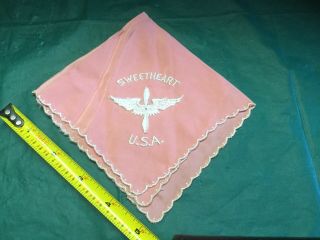 Vintage Ww2 Army Air Forces Sweetheart Embroidered Handkerchief - Hankie