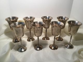 Vintage Silverplate Goblets,  International Silver Co,  India,  Wine Glass Set Of 8