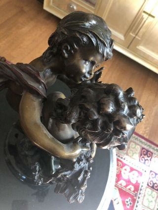 Vintage French Bronze Sculpture Figure Young Boy & Girl Signed August Moreau 11