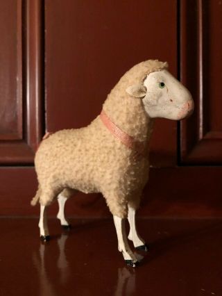 Rare Putz Ewe; Vintage Christmas Sheep; Stick - Leg Antique Sheep Toy Figurine