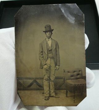 Young African American Man Antique Tintype Photo Black Americana Vintage