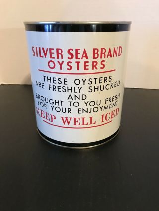 Vintage Silver Sea Oysters Tin Can White Stone Virginia 2