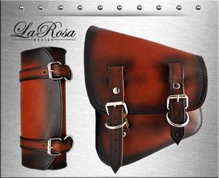 La Rosa Vintage Shedron Leather Harley Softail Rigid Left Saddle Bag,  Tool Bag