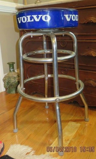 Vintage - Volvo Garage Stool Chair Work Shop - Mechanics Metal Bar Chair - Mlp