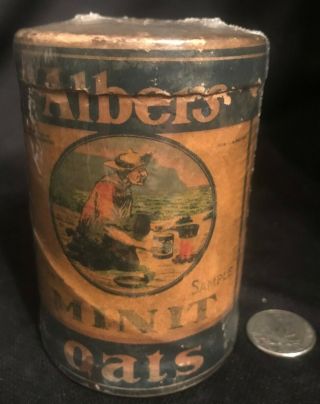 Vintage 1900s Albers Brand Minit Rolled Oats Container Sample Box Hard Find