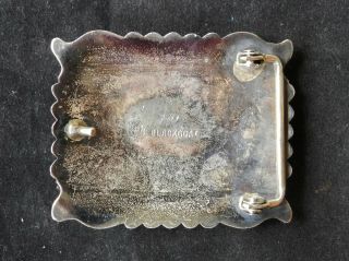 Vintage AJ BLACKGOAT Navajo Sterling Silver Number 8 Turquoise Belt Buckle 6