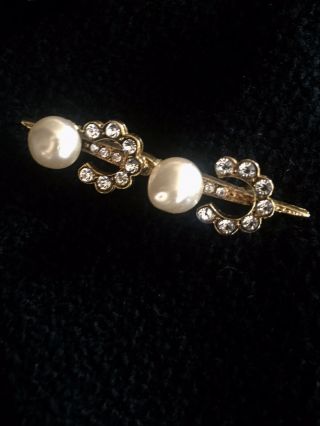Chanel Vintage Brooch Pearl & Rhinestone.  Rare.