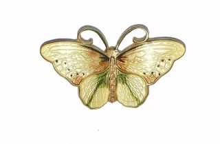 Vintage Norway Sterling,  Guilloche Enamel Butterfly Pin,  Hroar Prydz
