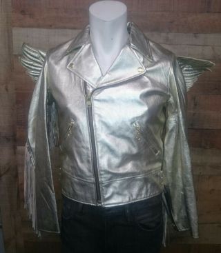 Jeremy Scott Rare Adidas GOLD WINGS leather Jacket Coat Men ' s Size S 2