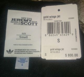 Jeremy Scott Rare Adidas GOLD WINGS leather Jacket Coat Men ' s Size S 5
