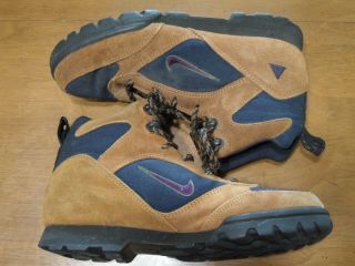 Vintage Nike ACG Trail Hiking Boots Shoes Brown Suede Purple Swish 950406 Size 9 3