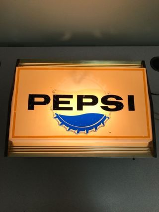 Vintage Pepsi Lighted Sign With On / Off Cord - Tel - A - Sign / Scarce