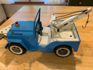 Vintage Tonka Jeep Wrecker Tow Truck Pressed Steel Toy Blue 10