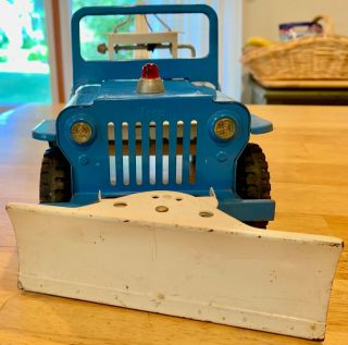 Vintage Tonka Jeep Wrecker Tow Truck Pressed Steel Toy Blue 6