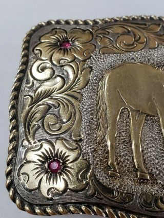 Vintage San Carlos Crumrine Jeweler ' s 22k On Sterling Silver Belt Buckle - VT175 2