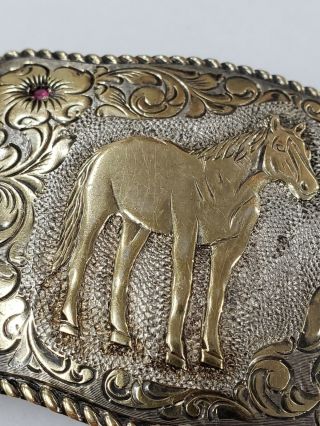 Vintage San Carlos Crumrine Jeweler ' s 22k On Sterling Silver Belt Buckle - VT175 3