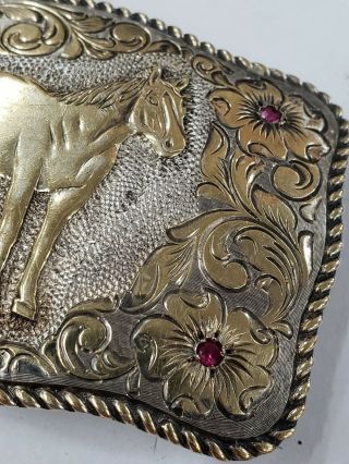 Vintage San Carlos Crumrine Jeweler ' s 22k On Sterling Silver Belt Buckle - VT175 4