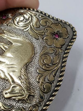 Vintage San Carlos Crumrine Jeweler ' s 22k On Sterling Silver Belt Buckle - VT175 5