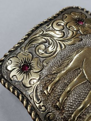 Vintage San Carlos Crumrine Jeweler ' s 22k On Sterling Silver Belt Buckle - VT175 7