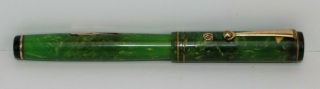 Vintage Wahl Fountain Pen,  Green Marbled Celluloid Roller Ball Clip C.  1927 - 32