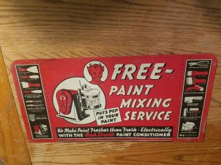 Rare Red Devil Paint Mixing Dealer Display Sign Vintage Old Art