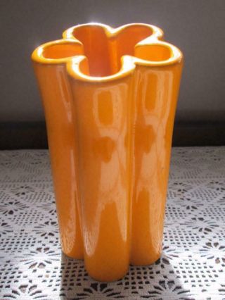Vintage Alvino Bagni For Raymor Pop Art Flower Power Vase Orange Mcm Modern Mod