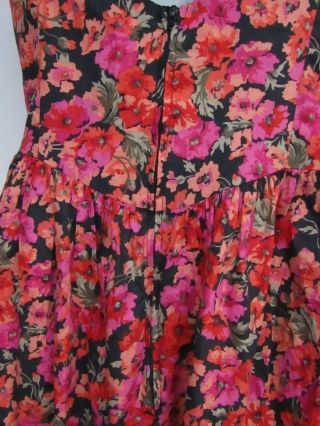 Vintage Laura Ashley Red Floral Rose Poppy Print Long Cotton Dress Size 12 14 4