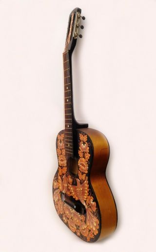Vintage Russian acoustic 7 string guitar hand painted signed artist 1980s USSR 2