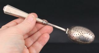 2 Antique American Sterling Silver Tea Strainer Infusers Spoon & Tea Ball NR 3