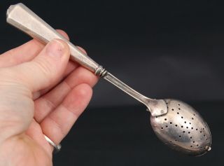 2 Antique American Sterling Silver Tea Strainer Infusers Spoon & Tea Ball NR 7
